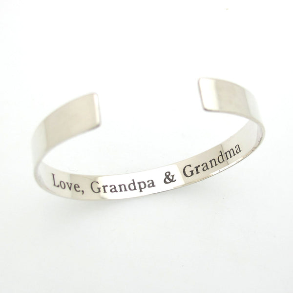 Birthday Gift for Dad - Engraved cuff Bracelet Sterling silver 925