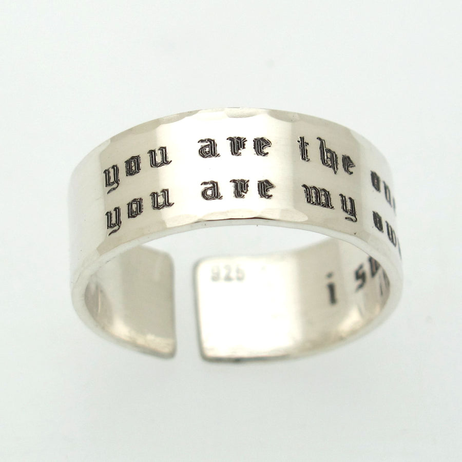 Engraved silver ring