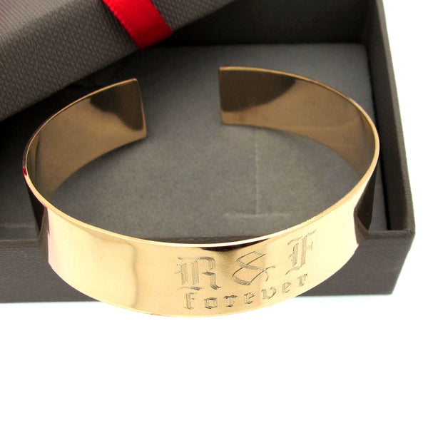 Engraved Gold Cuff Bracelet