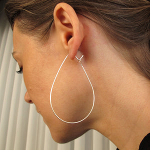 large tear drop hoop earrings - Sterling Silver teardop hoops