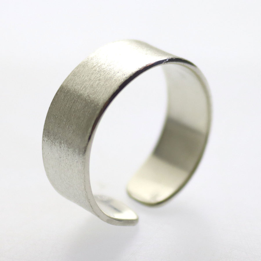 Matte Silver Ring For him - Brushed Mens Band