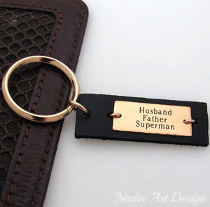 Custom engraved leather keychain