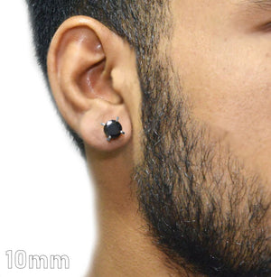 10mm black onyx stud earrings for men