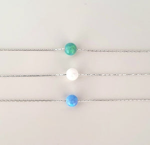 green opal necklace, white opal necklace, blue opal necklace