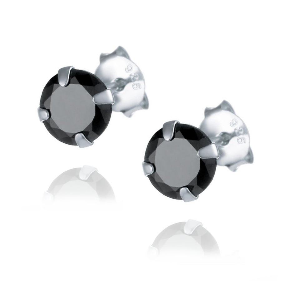 6mm Black Onyx Stud Earrings for Men