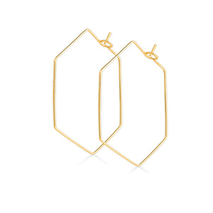 Gold Hexagon Earrings - Geometric Hoops for women