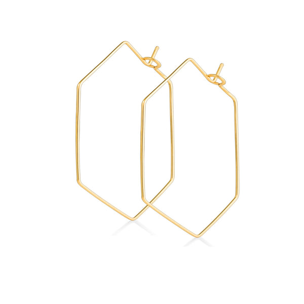 Gold Hexagon Earrings - Geometric Hoops for women