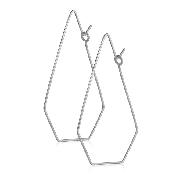Diamond shaped Hoops Sterling Silver