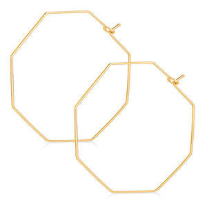 Octagon Gold Hoop Earrings - Polygon Hoops