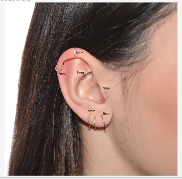 Cartilage Gold Filled Hoop Earrings - Helix / Tragus / Nose ring Close to ear hoops