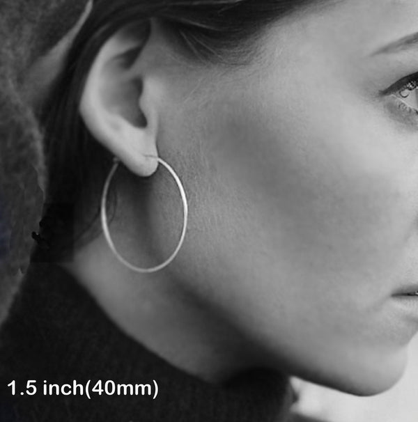 Medium Silver Hoops 1.5 inch, Sterling Silver hoops
