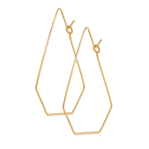 Gold Diamond shaped Hoop Earrings