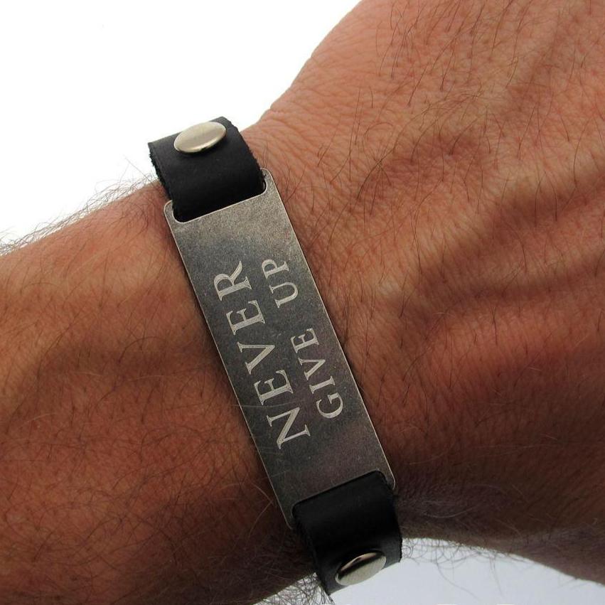 Engraved leather bracelet