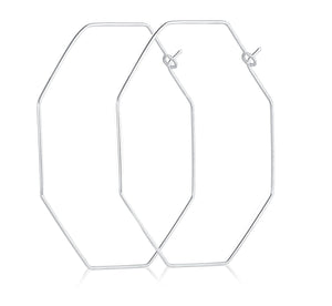 polygon hoop earrings - geometric hoops - Sterling Silver octagon earrings