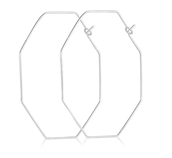 polygon hoop earrings - geometric hoops - Sterling Silver octagon earrings