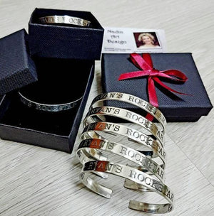 Hidden message bracelet for him - Initials Sterling Silver Cuff Bracelet
