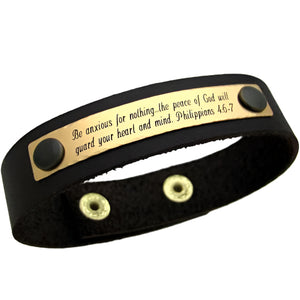 Quote engraved leather cuff bracelet