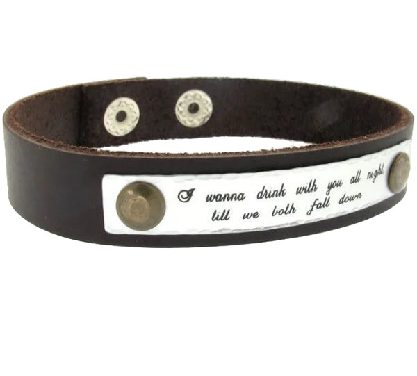 Quote engraved leather cuff bracelet