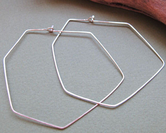 Sterling Silver Freeform Angular Hoop Earrings