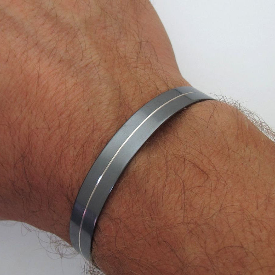 Line metal black bracelet - Mens Bracelet