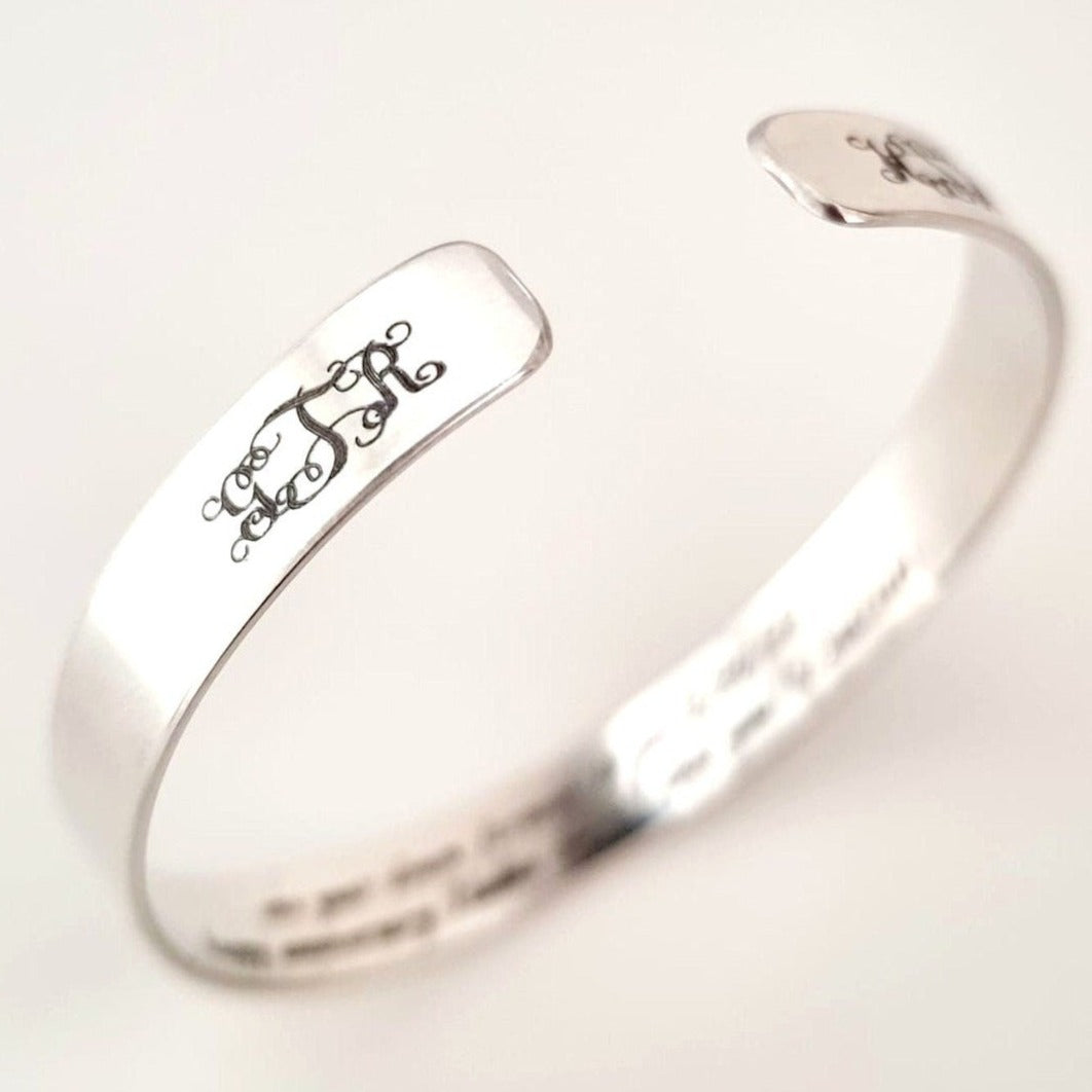 Personalized Monogram Cuff Bracelet - Initials engraved cuff bracelet