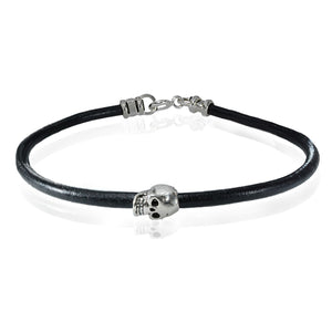 Skull bracelet for men, Sterling Silver skull bead bracelet