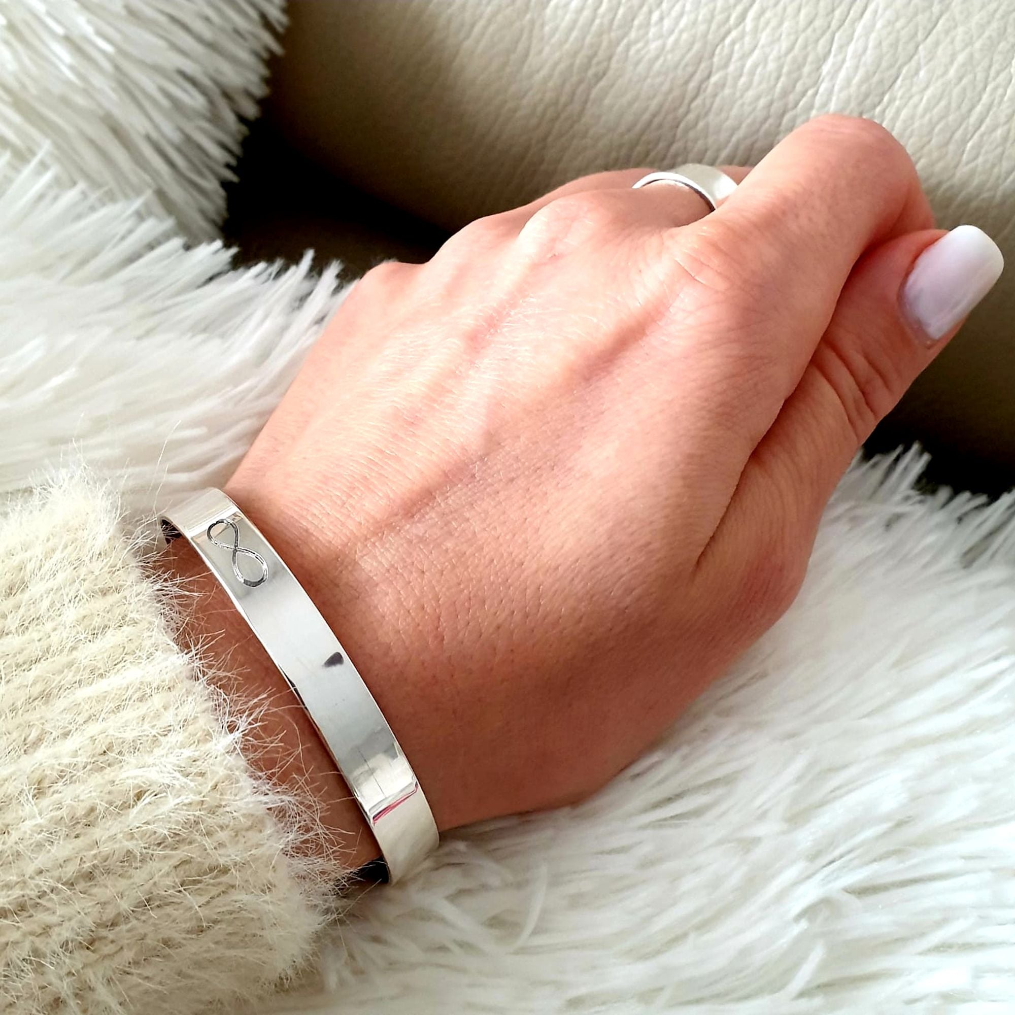 Hidden Message Custom Bracelet Custom Sterling Silver Cuff Bracelet Nadin Art Design Personalized Jewelry