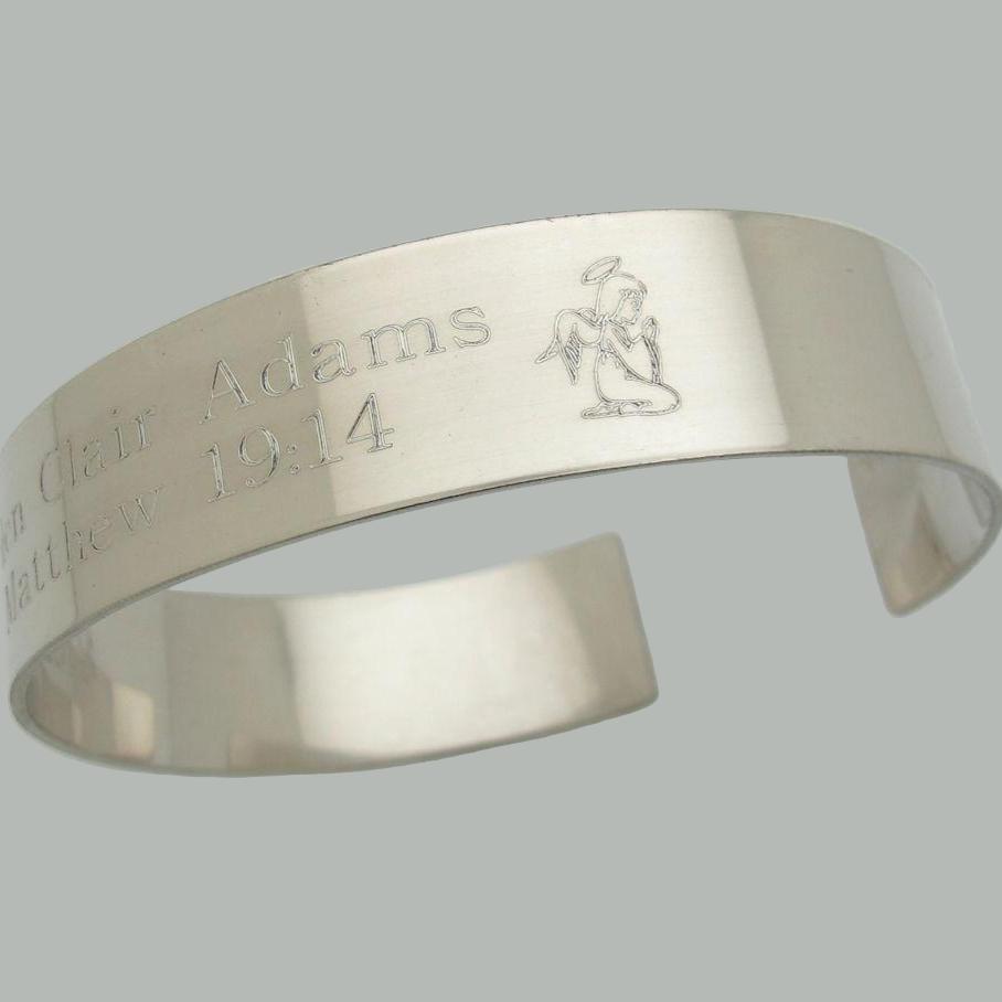 Silver cuff engraved bereavement gift - Angle engraved cuff