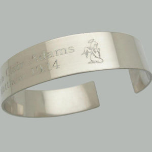 Silver cuff engraved bereavement gift - Angle engraved cuff