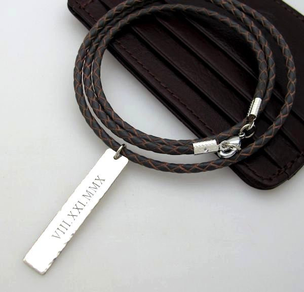 ID tag engraved cord necklace