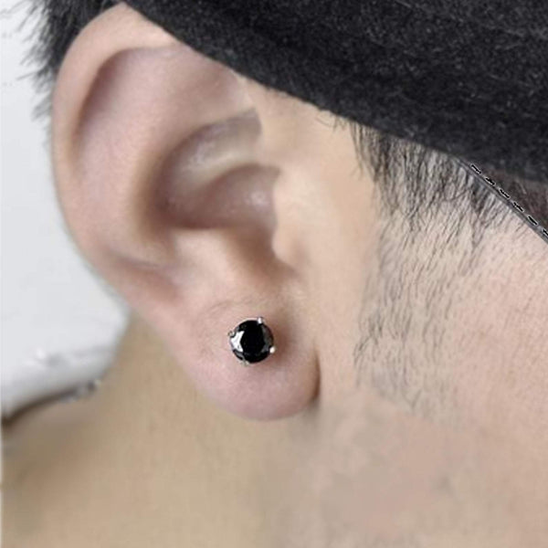6 mm Black Onyx Stud Earrings for Men