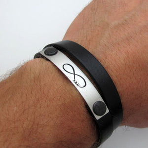 Infinity engraved wrap leather bracelet - Boyfriend Gift