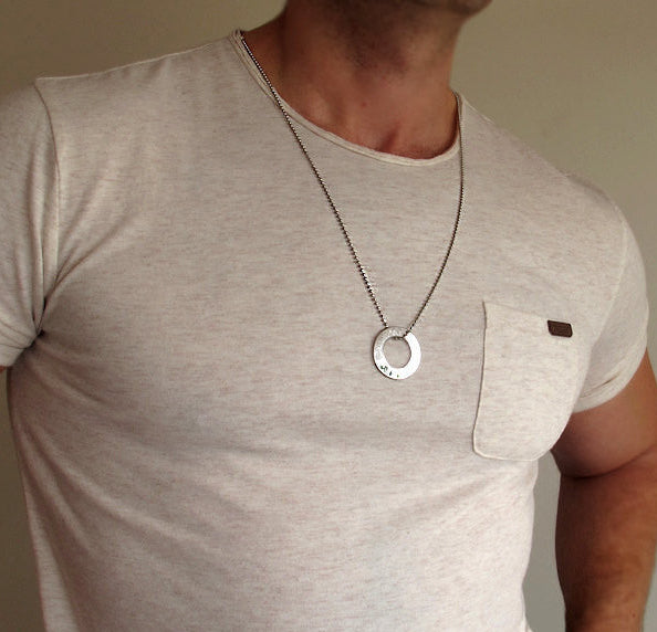 Washer pendant necklace for men