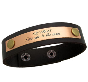 Leather engraved cuff