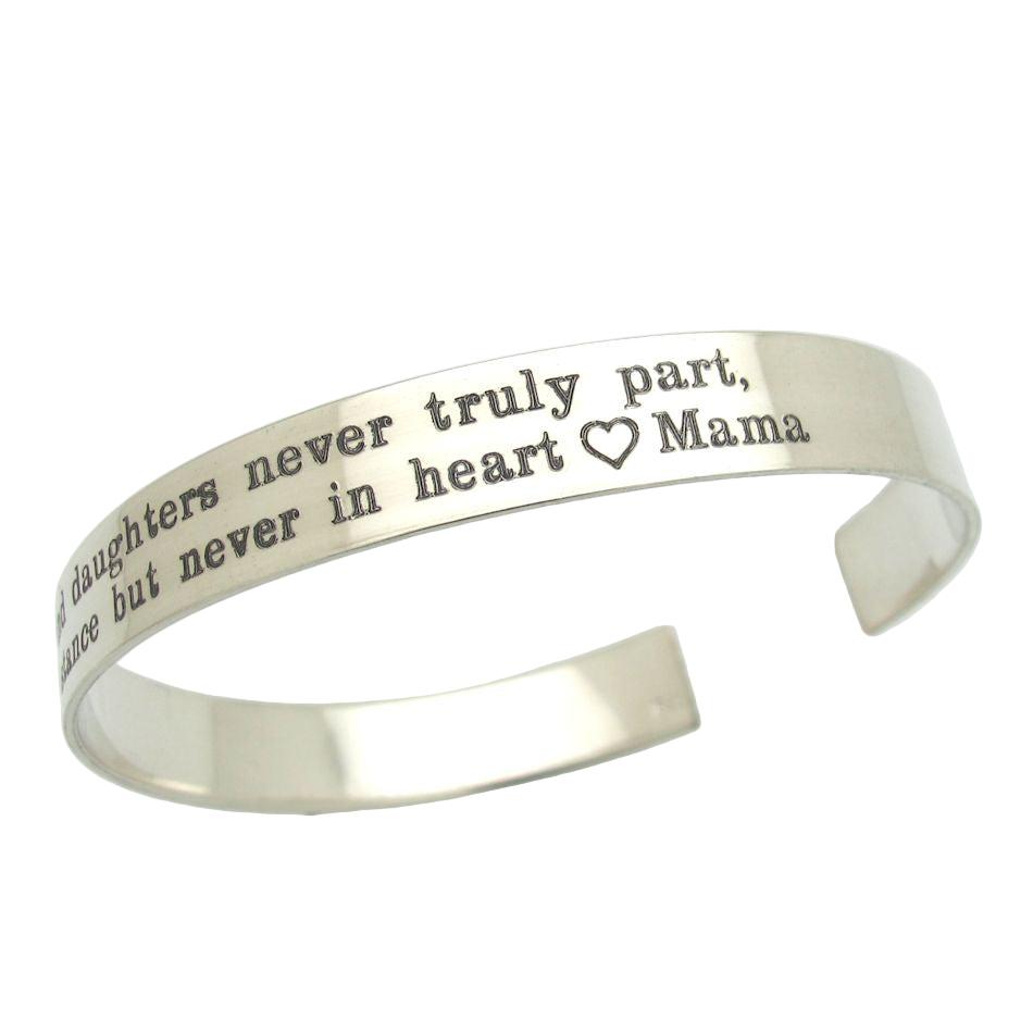 personalized silver cuff bracelet for daughter