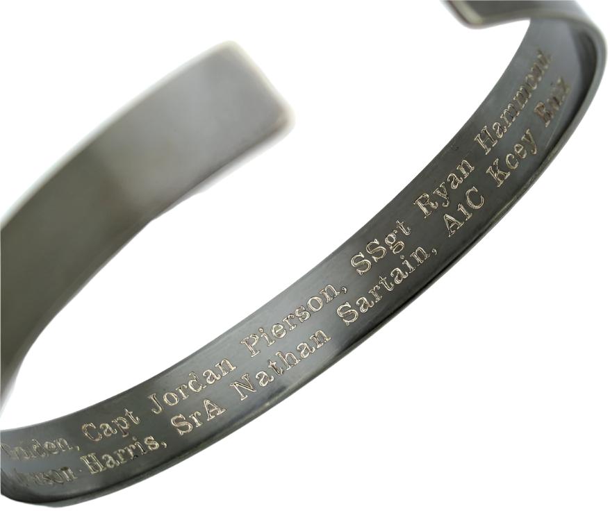 SSgt Memorial bracelet - Black cuff for men two sides engraved  