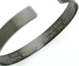 SSgt Memorial bracelet - Black cuff for men two sides engraved  