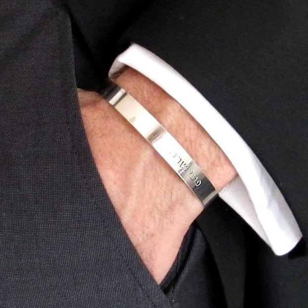 Sterling Silver cuff bracelet for men - Elegant silver bracelet with the engraving