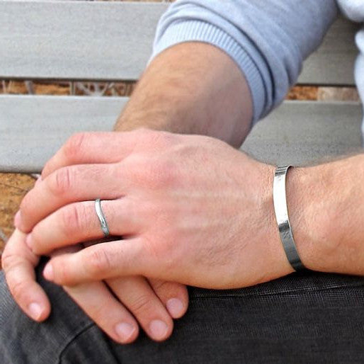 Engraved custom silver cuff bracelet