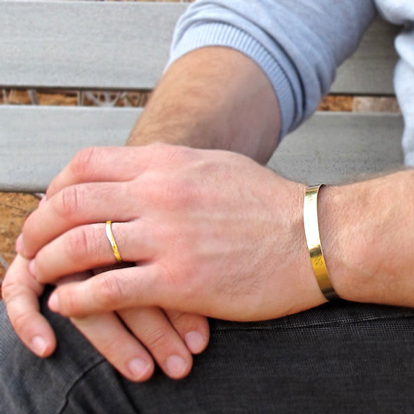 Classic gold id bracelet for men - Gold Filled Cuff - Mens gold bracelets