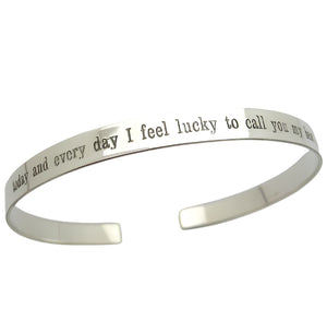 Quote engraved fine sterling silver bracelet