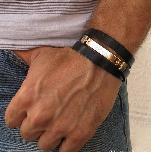 Mens Personalized Wrap Bracelet - Luxury mens Bracelets - Mens Gift Ideas