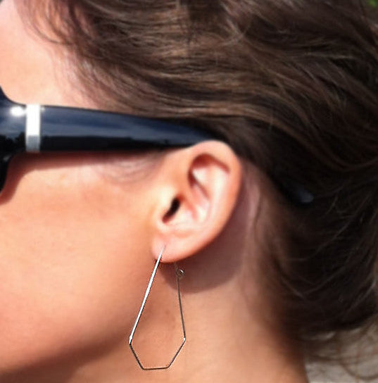 Big geometric silver hoops