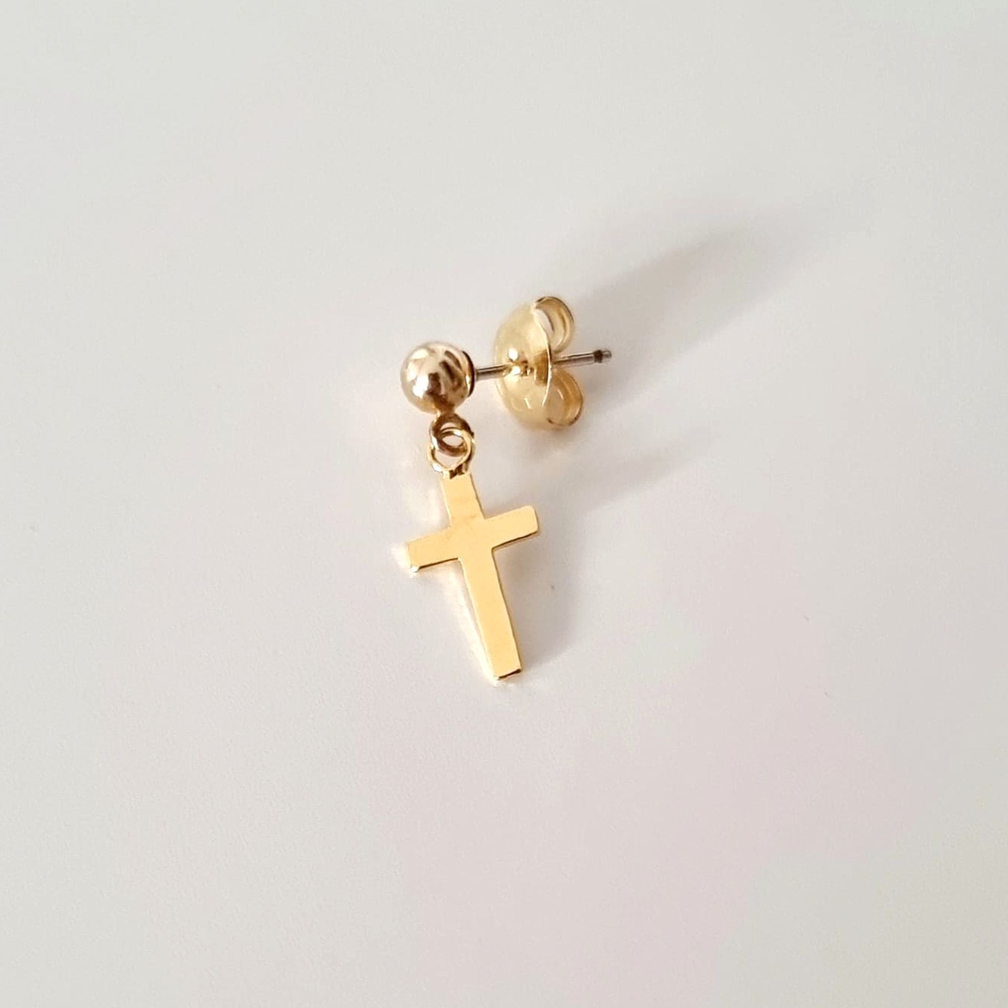 Mens Gold Plated Sterling Silver Screw Back Cz Stud Cross Drop Huggie Dangle Hoops Earrings Mens Gold Plated Sterling Silver Screw Back Cz Stud Cross Drop Huggie Dangle Hoops Earrings