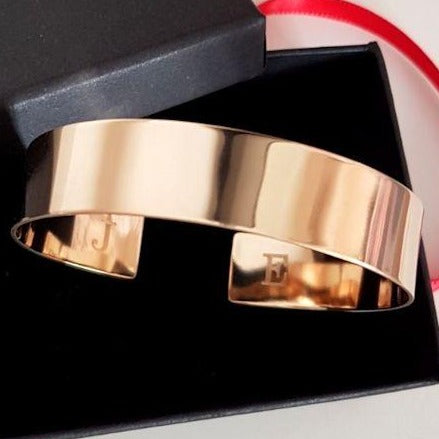 Wide Gold Cuff Bracelet for women - Monogram Cuff 