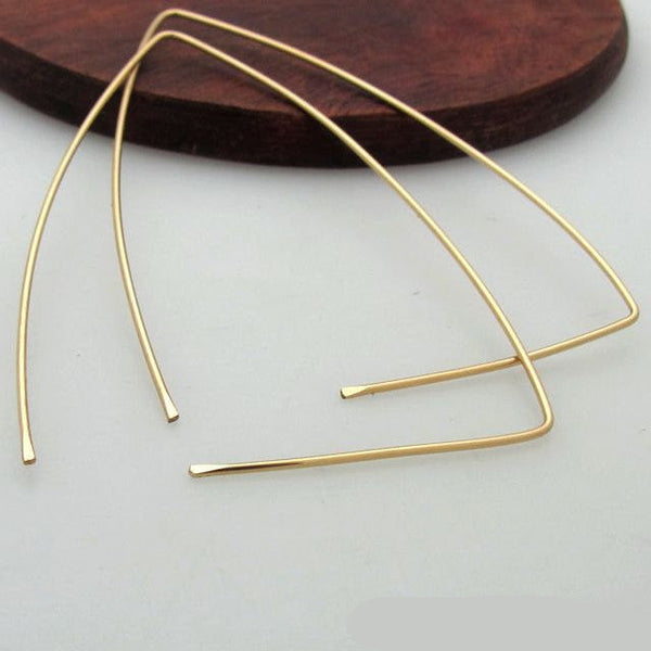 gold triangle hoop earrings