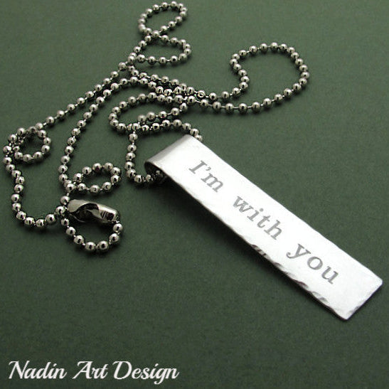 Text tag chain necklace