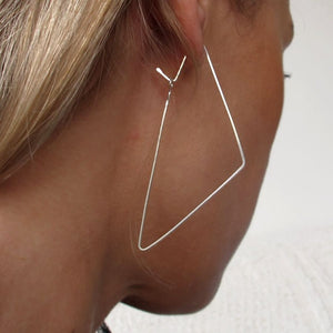 Triangle Hoop Earrings in Sterling Silver