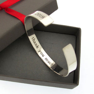 Personalized Cuff Bracelet For Men - S925 Engraved Bangle for Men - Boyfriend Gift