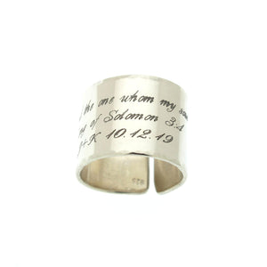 Custom Engraved Silver Wide Ring